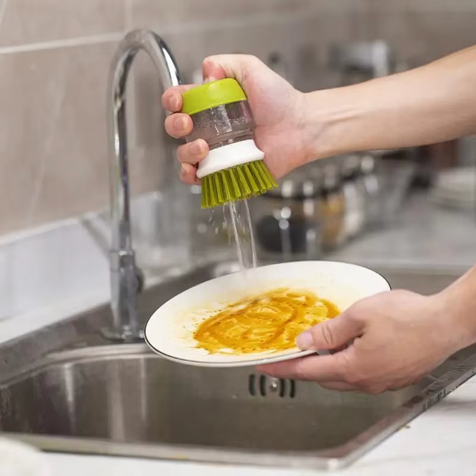 Dish Brush with Soap Dispenser-4